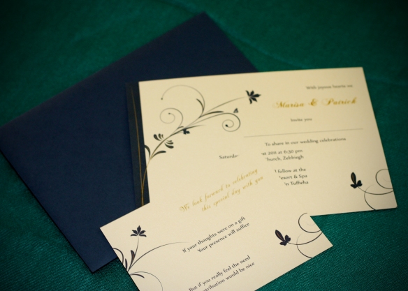 concept barn wedding stationery blue antique gold butterfly